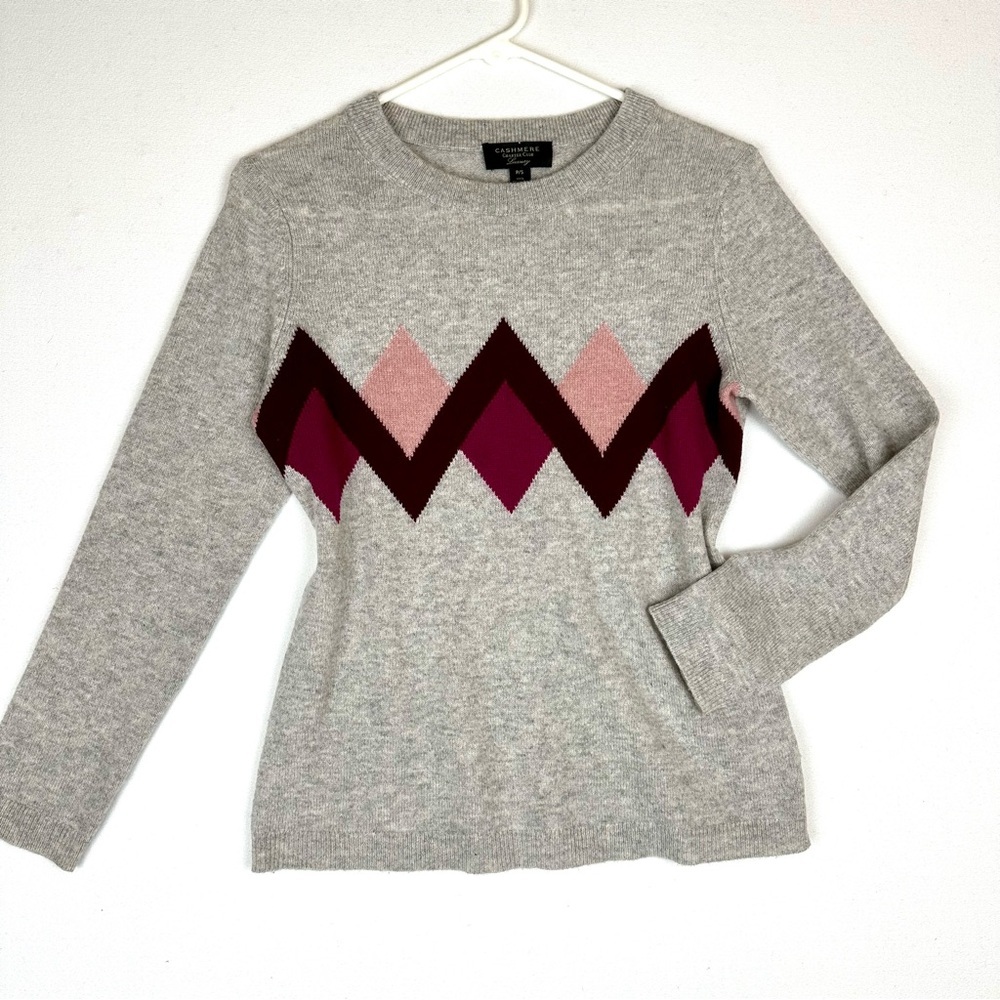 Charter Club Luxury 100% Cashmere Argyle Sweater Preppy